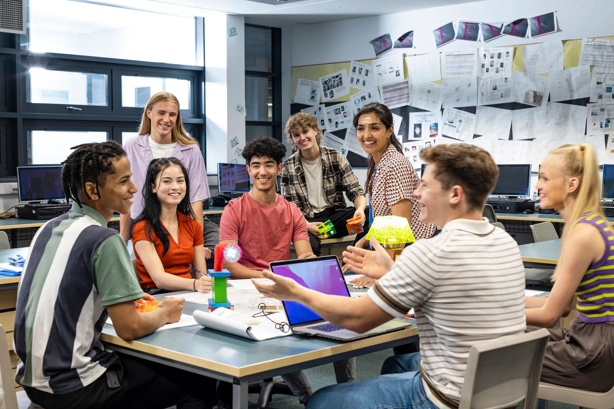 Team collaborating around a table